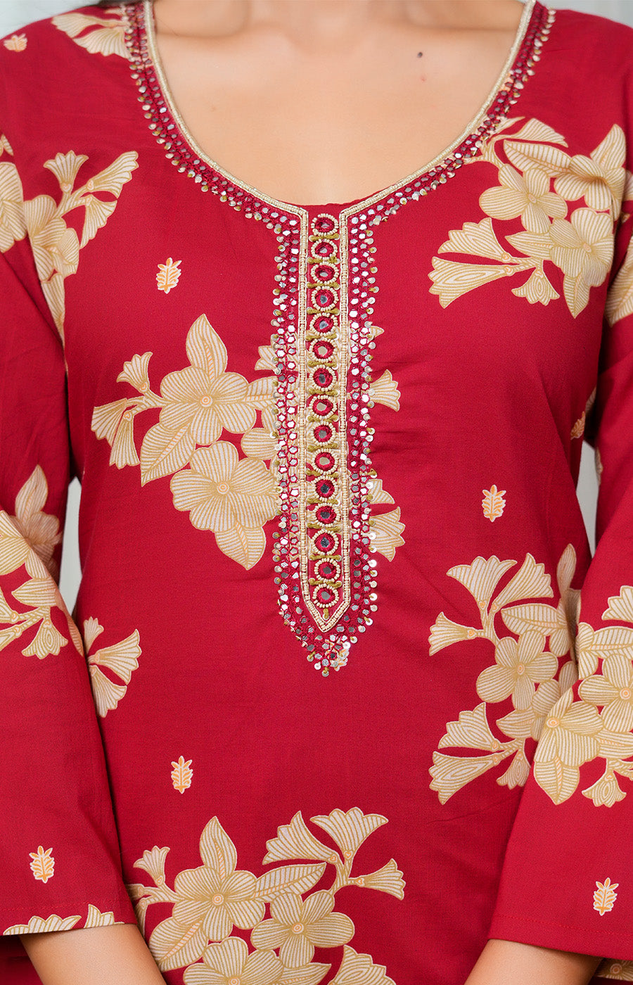 Gul – Crimson Floral Suit Set