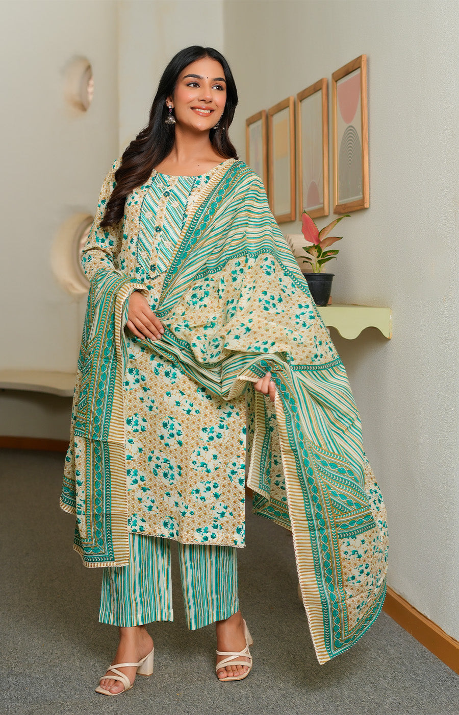 Sitara – Mint Green Printed Kurta Set