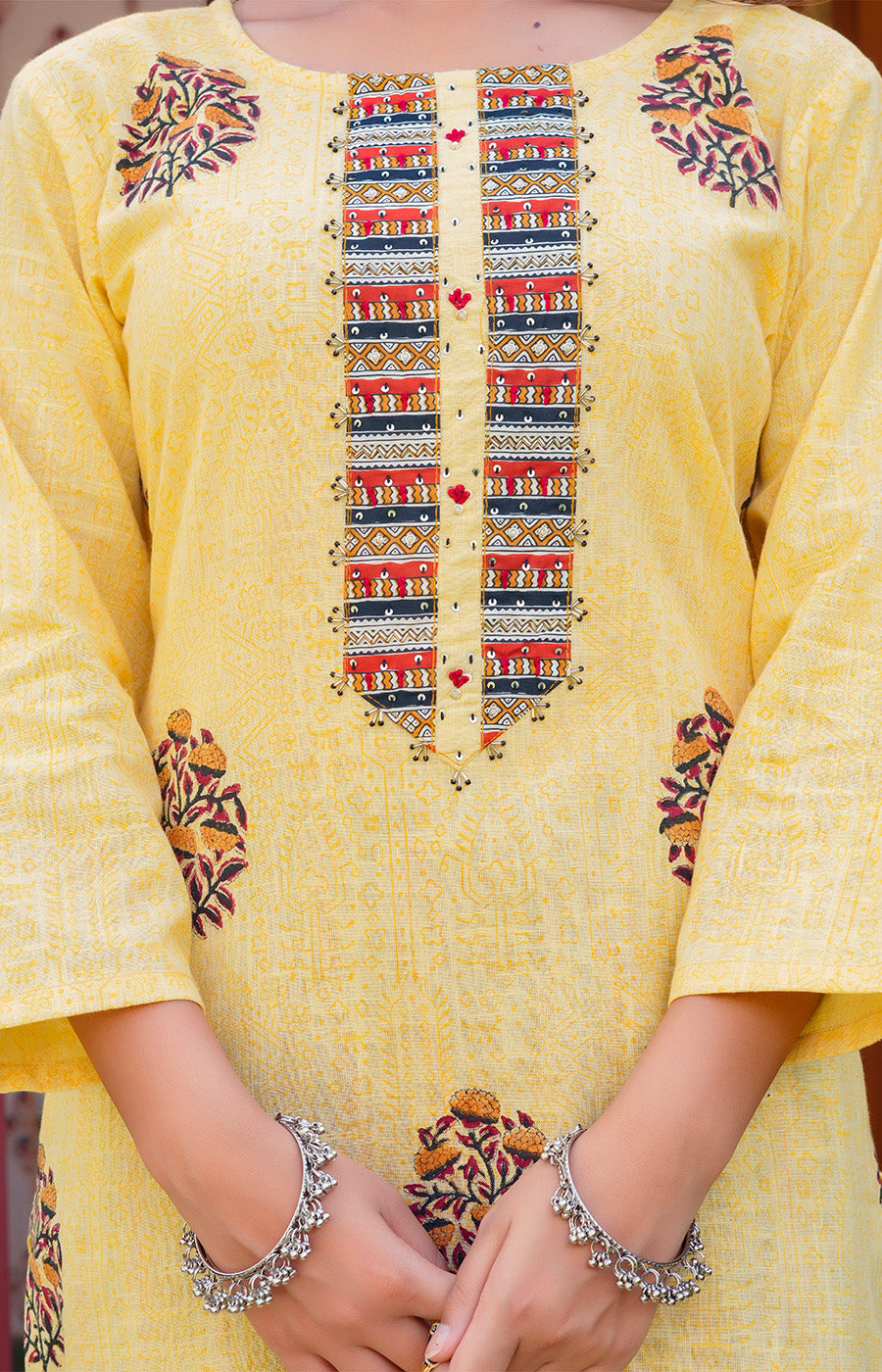 Prisha – Lemon Yellow Embroidered Kurta Set
