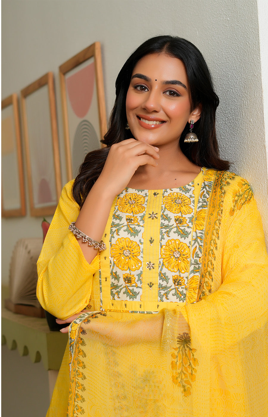 Vasudha – Mustard Yellow Embroidered Kurta Set