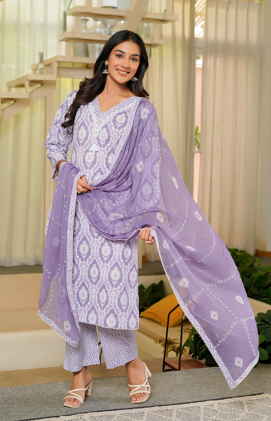 Zivara – Lavender Printed Suit Set