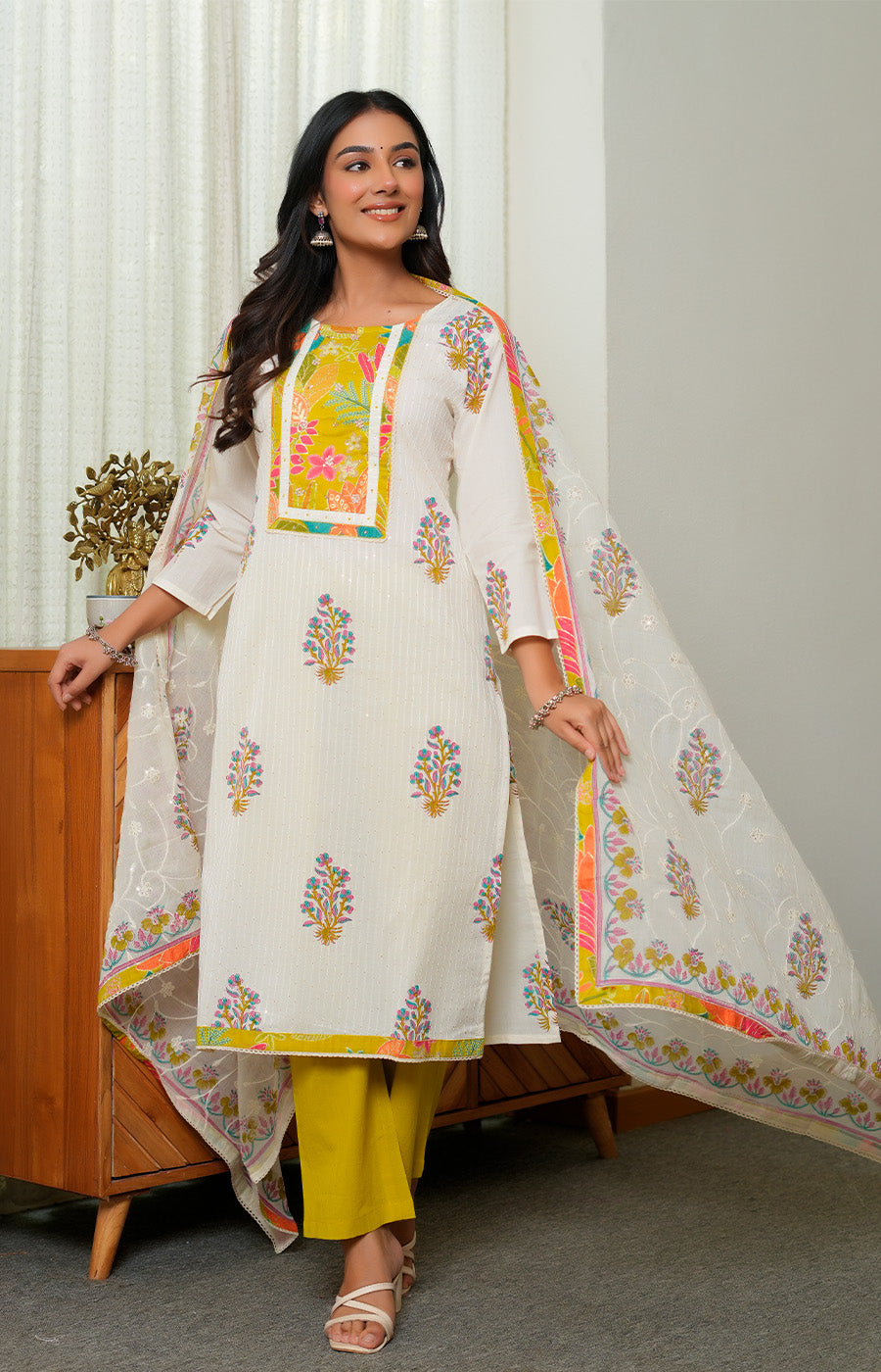Vanya – Ivory Yellow Embroidered Suit Set