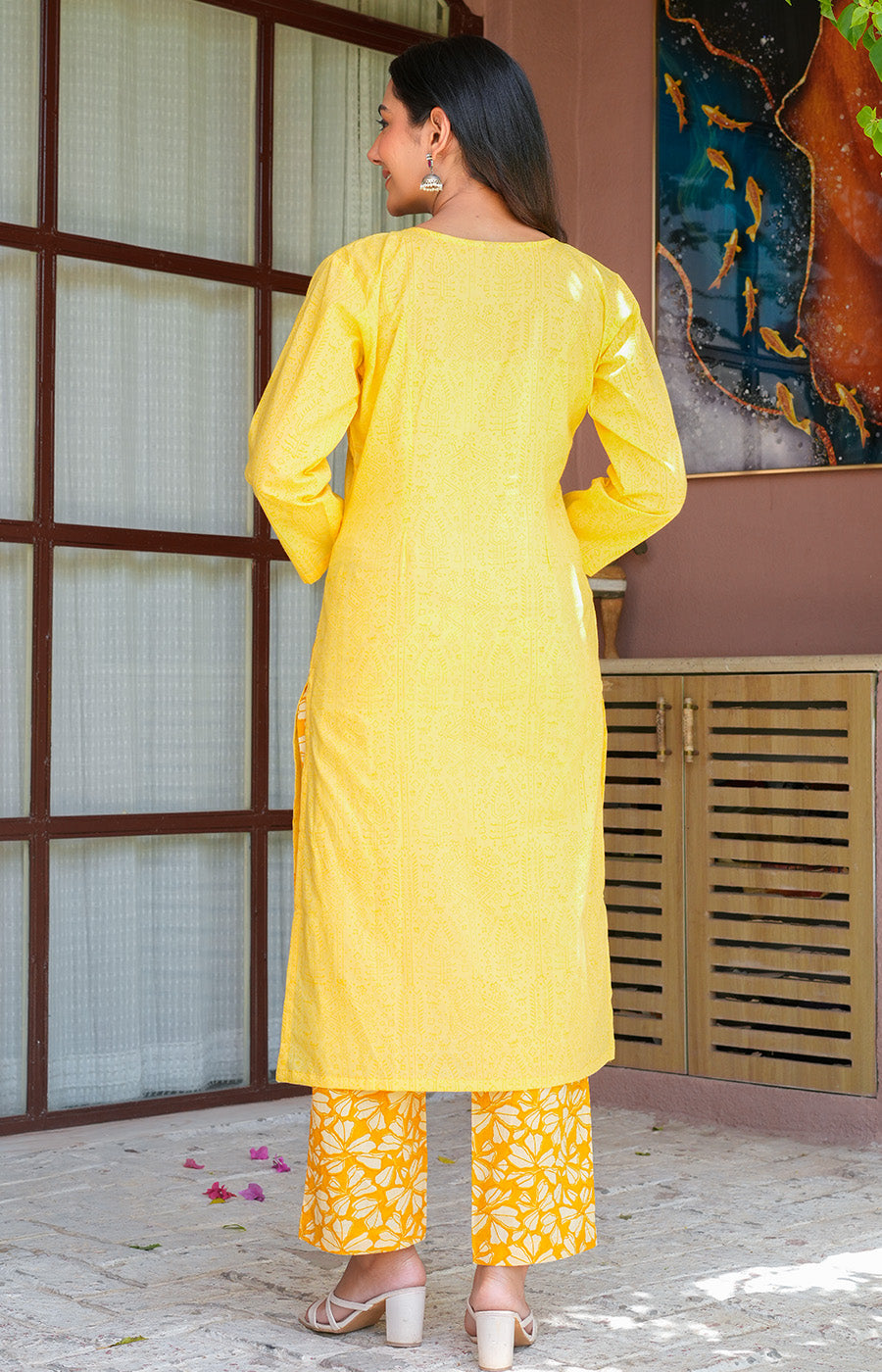 Vasudha – Sunshine Yellow Printed Suit Set