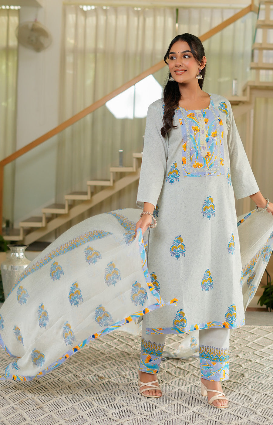 Tara – Powder Blue Embroidered Kurta Set