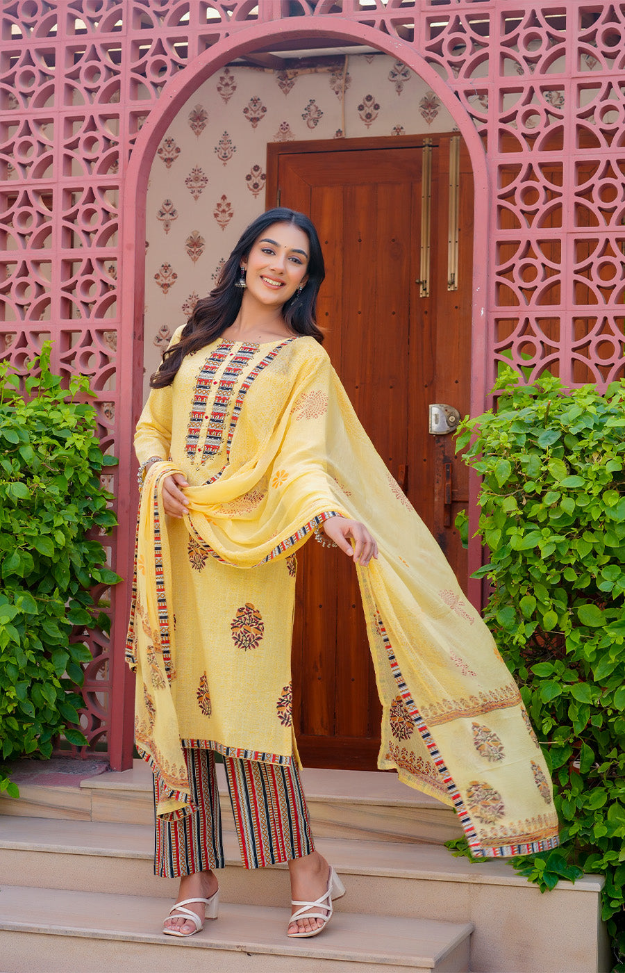 Prisha – Lemon Yellow Embroidered Kurta Set