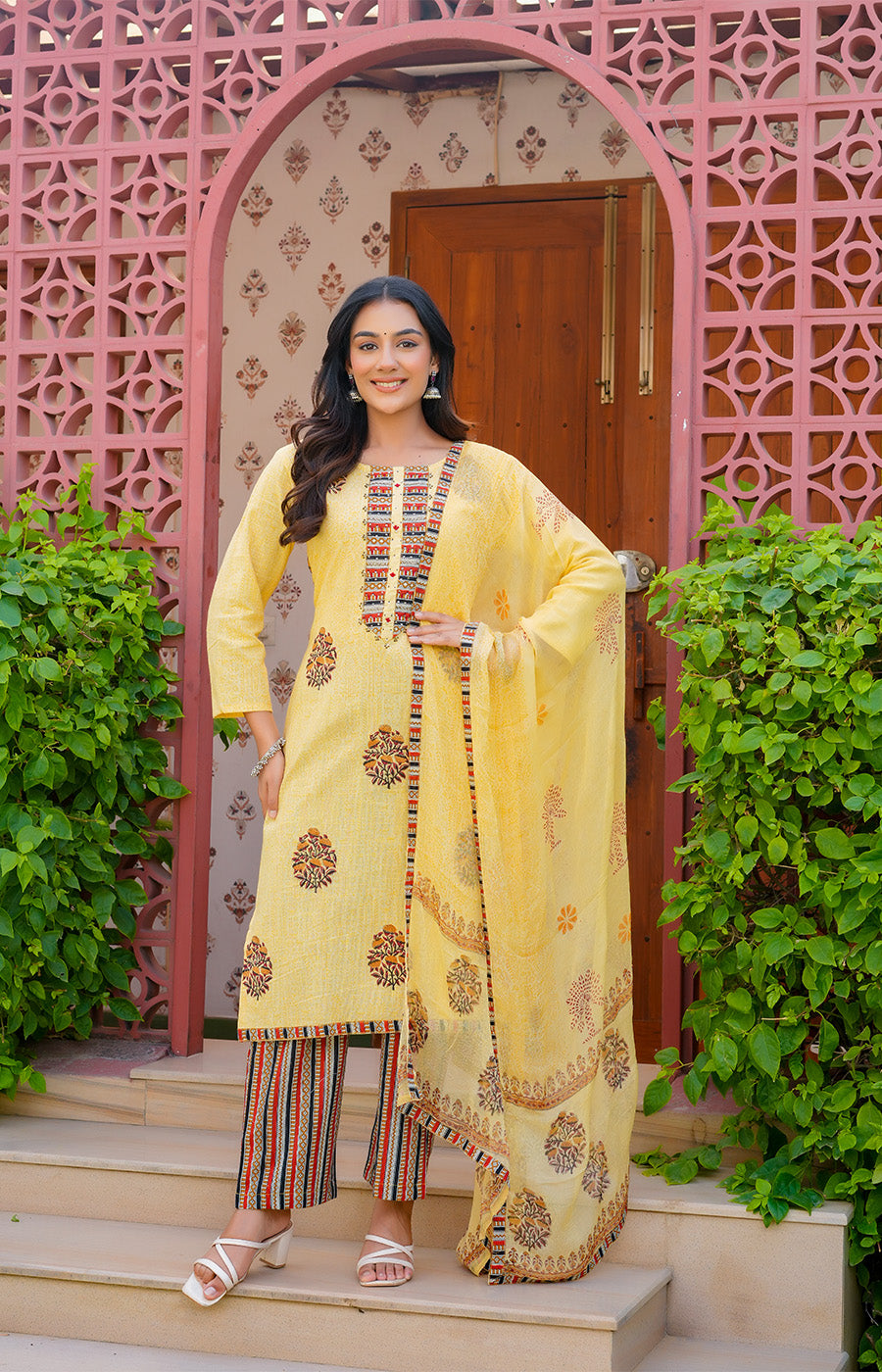 Prisha – Lemon Yellow Embroidered Kurta Set