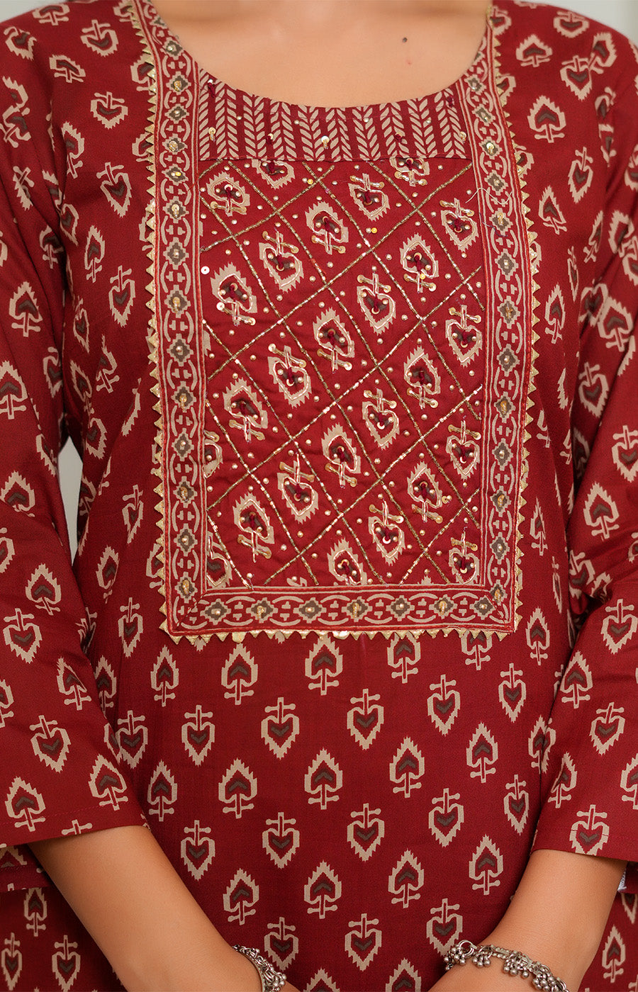 Ruhani – Crimson Handblock Printed Kurta Set