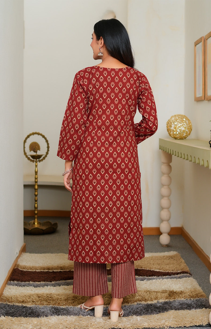 Ruhani – Crimson Handblock Printed Kurta Set