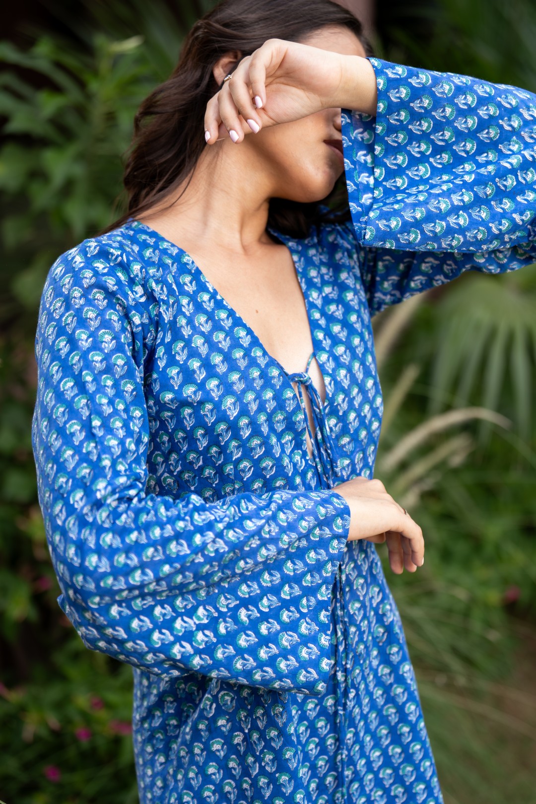 Indigo Printed Cutout Dress