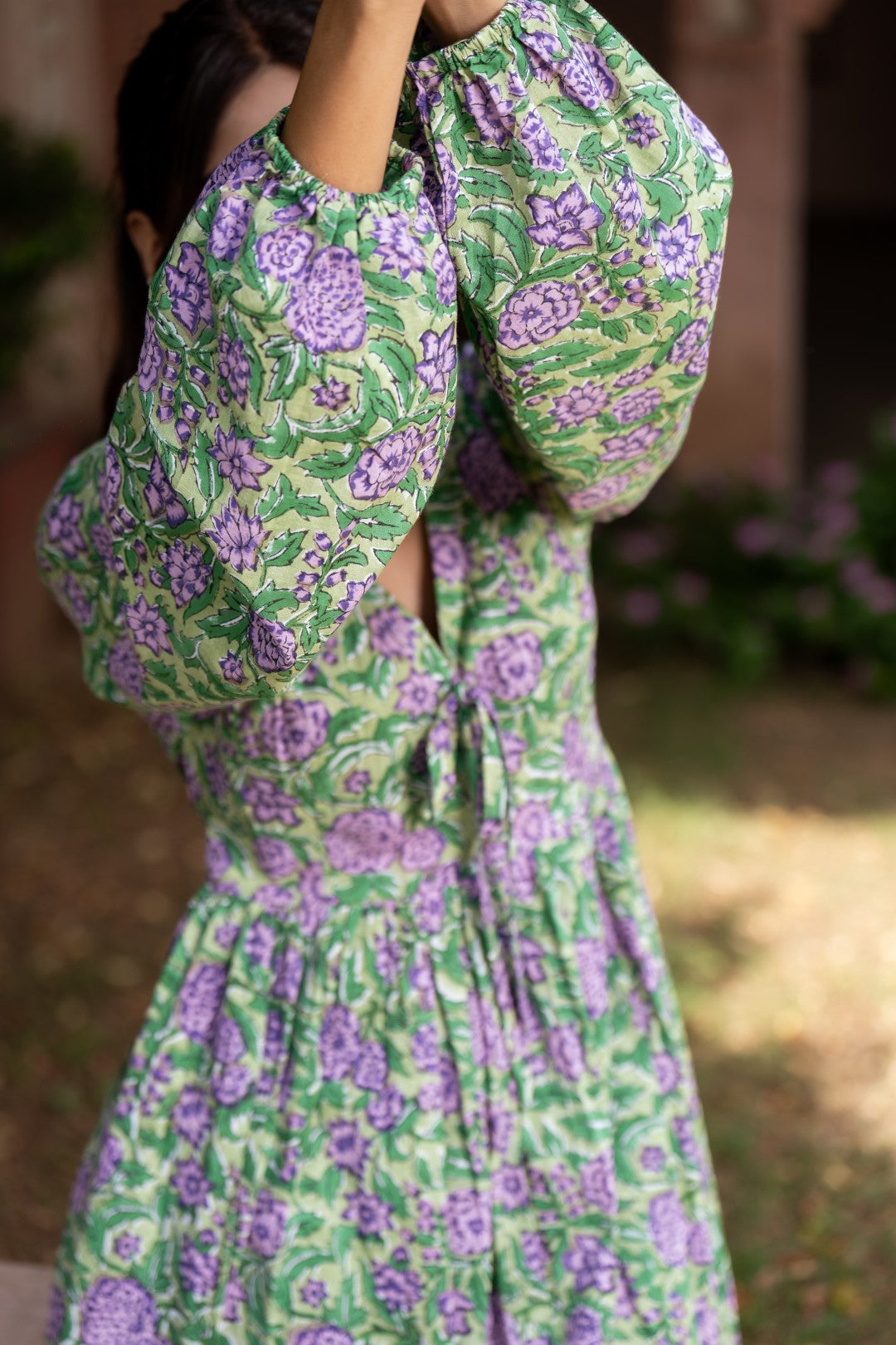 Garden Muse Printed Short Bow Dress