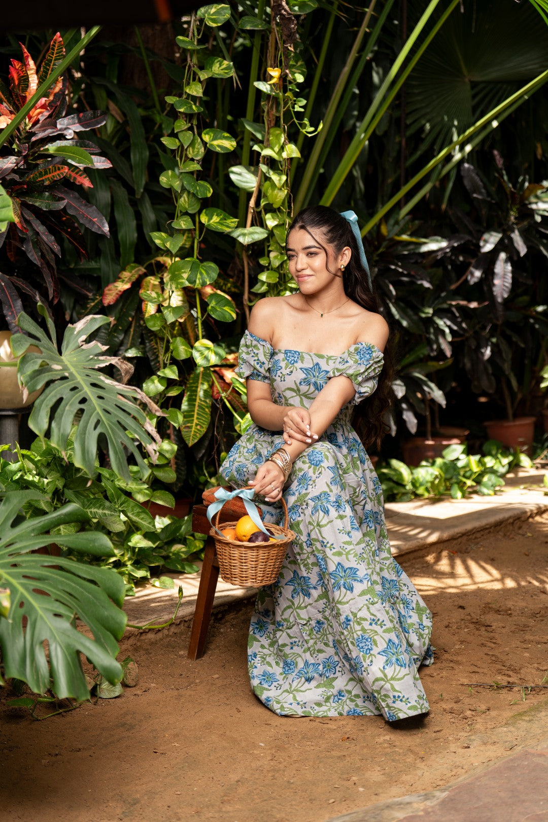 Big Flower Detachable Sleeve Long Dress